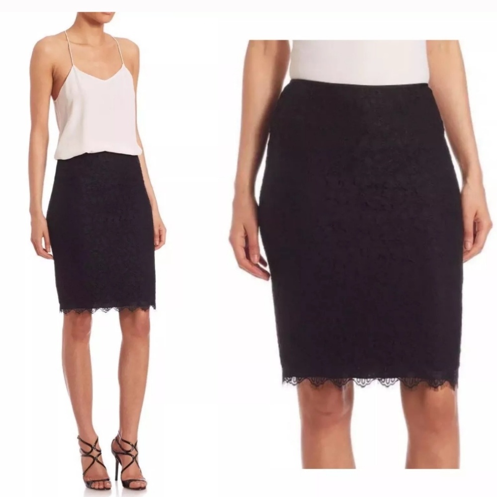 DVF Scotia Black Lace Pencil Skirt